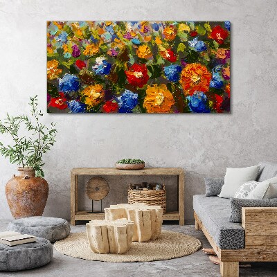 A floral landscape in intense colors Print on canvas