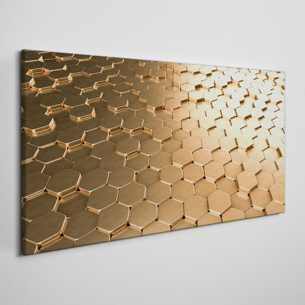 Gold hexagons on glass Print on canvas