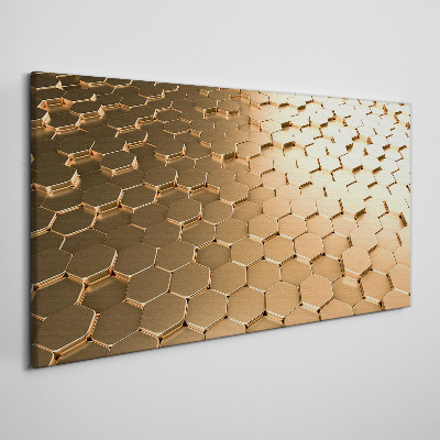 Gold hexagons on glass Print on canvas