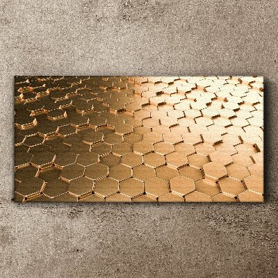 Gold hexagons on glass Print on canvas