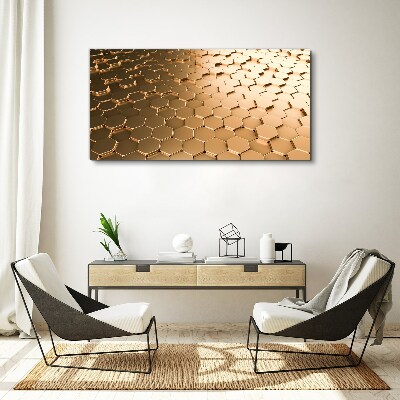 Gold hexagons on glass Print on canvas