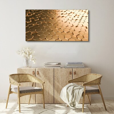 Gold hexagons on glass Print on canvas