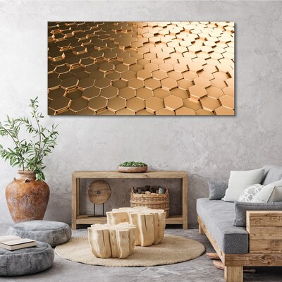 Gold hexagons on glass Print on canvas