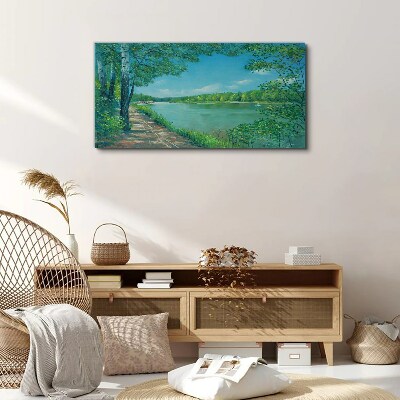 A peaceful path by the water Print on canvas