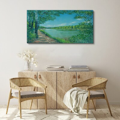 A peaceful path by the water Print on canvas