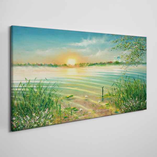 A quiet morning by the lake Canvas wall art