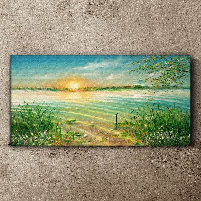 Painting water river wildlife Canvas Wall art