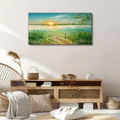 A quiet morning by the lake Canvas wall art