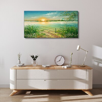 A quiet morning by the lake Canvas wall art