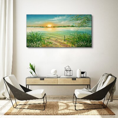 A quiet morning by the lake Canvas wall art