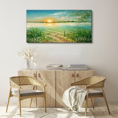 Painting water river wildlife Canvas Wall art