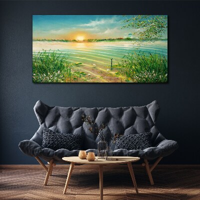 A quiet morning by the lake Canvas wall art