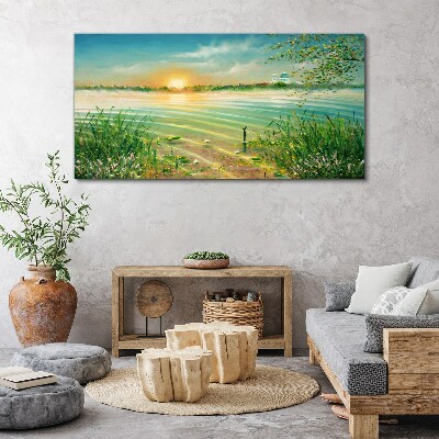A quiet morning by the lake Canvas wall art