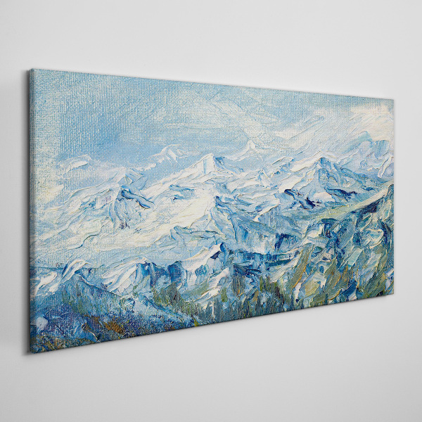 Mountain landscape in shades of blue Print on canvas