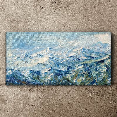 Mountain landscape in shades of blue Print on canvas