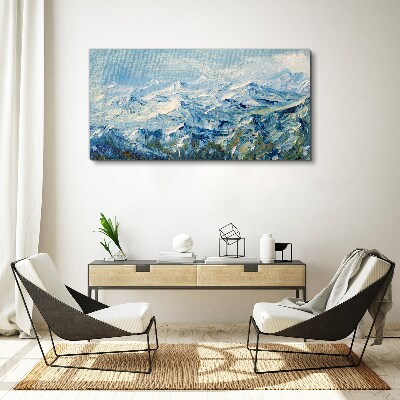 Mountain landscape in shades of blue Print on canvas