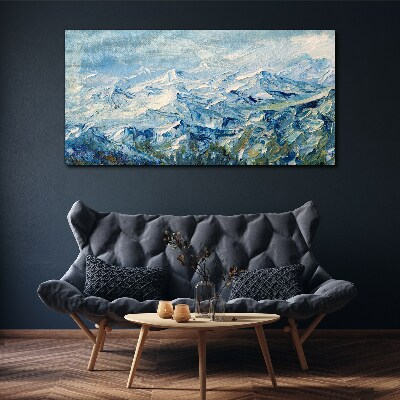 Painting winter mountains Canvas Wall art