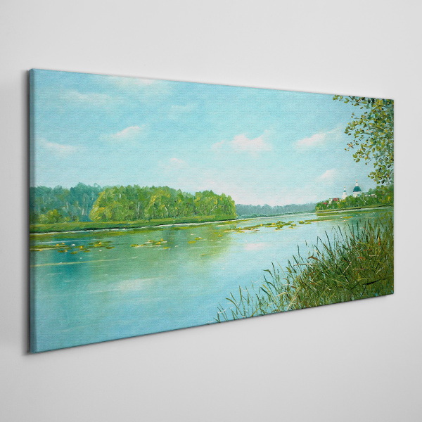 A peaceful landscape by the water Canvas wall art
