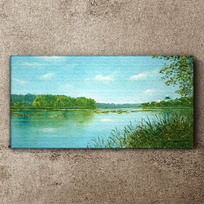 A peaceful landscape by the water Canvas wall art