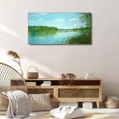 A peaceful landscape by the water Canvas wall art