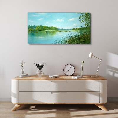 A peaceful landscape by the water Canvas wall art