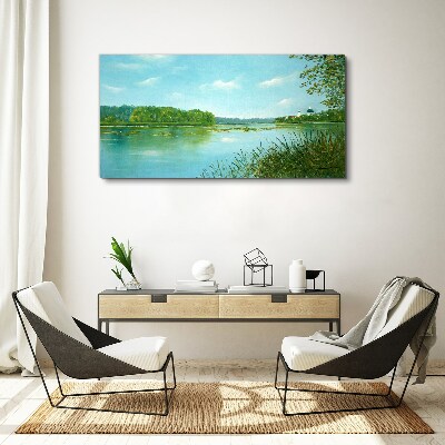 A peaceful landscape by the water Canvas wall art
