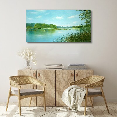 A peaceful landscape by the water Canvas wall art