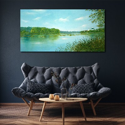 A peaceful landscape by the water Canvas wall art