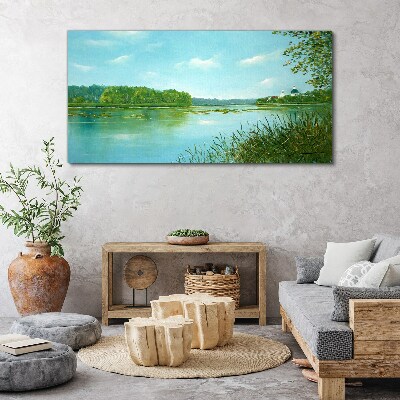 A peaceful landscape by the water Canvas wall art
