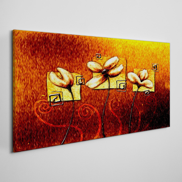 Flowers against the fire Print on canvas