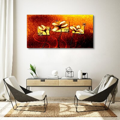 Flowers against the fire Print on canvas