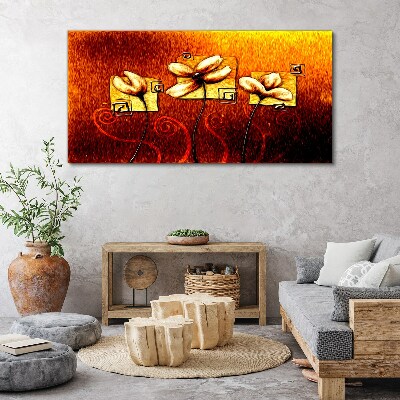Flowers against the fire Print on canvas