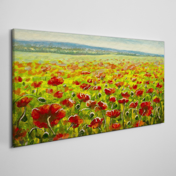 A field of poppies in the sun Canvas wall art