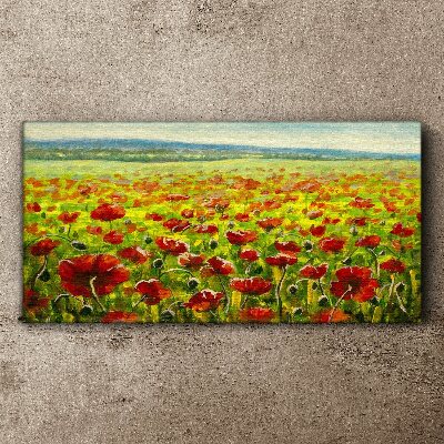 A field of poppies in the sun Canvas wall art