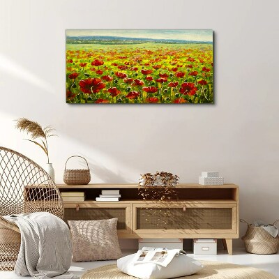 A field of poppies in the sun Canvas wall art