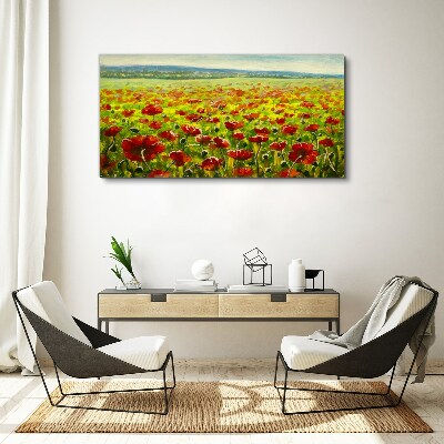 A field of poppies in the sun Canvas wall art