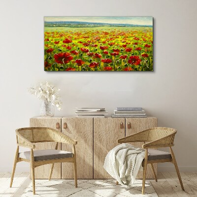 A field of poppies in the sun Canvas wall art