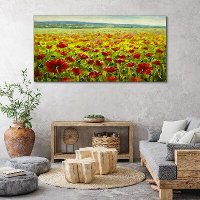 A field of poppies in the sun Canvas wall art