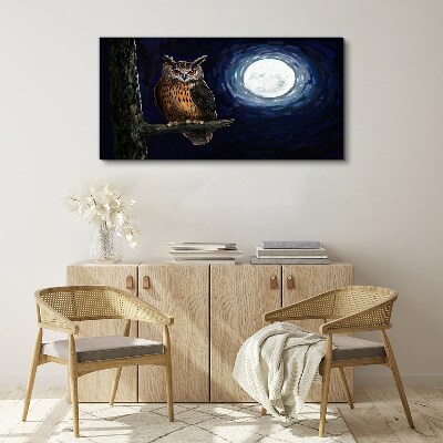 Owl in the moonlight Canvas wall art