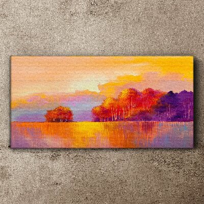 Colorful sunset over the meadow Print on canvas