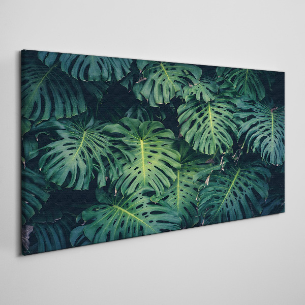Tropical Green in Monstera Leaves Canvas wall art