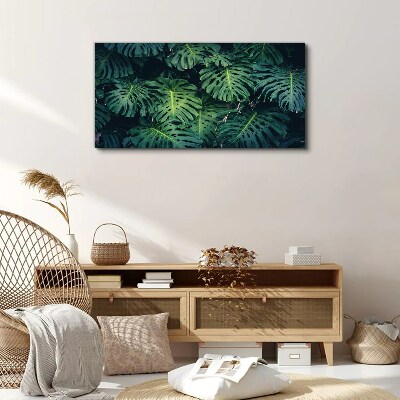 Tropical Green in Monstera Leaves Canvas wall art