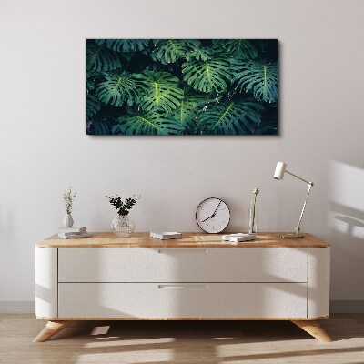 Tropical Green in Monstera Leaves Canvas wall art