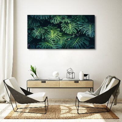 Tropical Green in Monstera Leaves Canvas wall art
