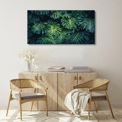 Tropical Green in Monstera Leaves Canvas wall art