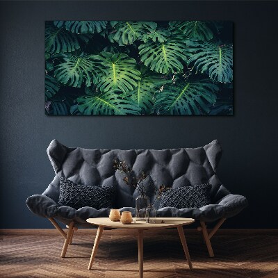 Tropical Green in Monstera Leaves Canvas wall art