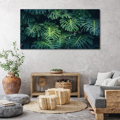 Tropical Green in Monstera Leaves Canvas wall art