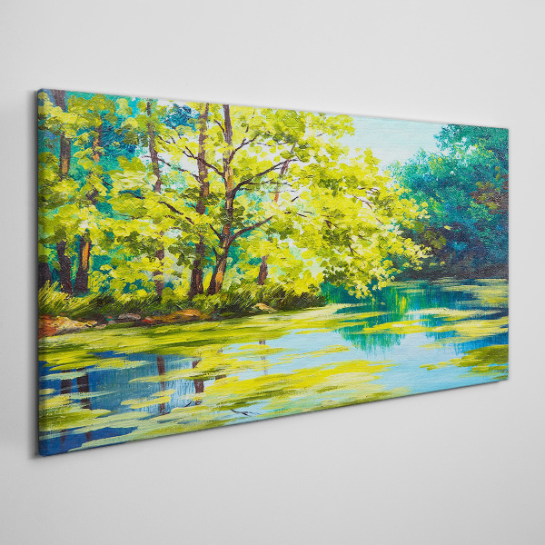 Summer scenery by the lake Print on canvas