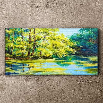 Summer scenery by the lake Print on canvas