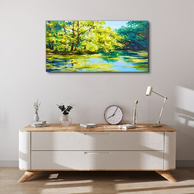 Summer scenery by the lake Print on canvas